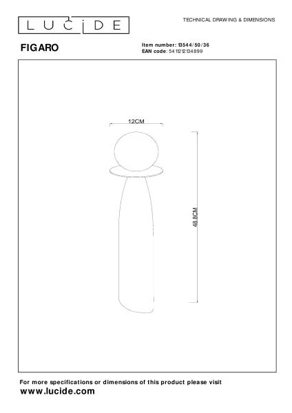 Lucide FIGARO - Lampe de table - Ø 12 cm - 1xG9 - Gris - technique